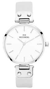 Schweiziskt urverk och läderarmband - Mockberg Lady 34mm Elsa Silver/Grey Leather