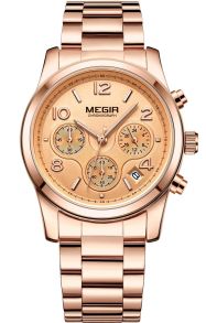 Rödguldfärgad metallklocka - Megir Chronograph MS2057LRE-0N0