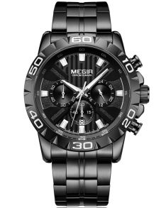 Läckert svart, med kronograffunktion - Megir Chronograph MS2087G-BK-1