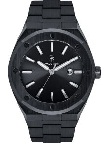 Helsvart stålklocka med vita detaljer, klassiskt elegant - Paul Rich Signature Conquest PR68