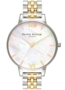 Damur med pärlemorsminimalism - Olivia Burton Mother of Pearl Bracelet Big White MOP OB16MOP05