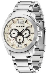 Italienskt herrur i rostfritt stål - Police Triumph Silver White PL13934JS/06M
