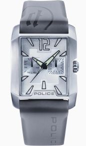 Grått gummiarmband med aggressiv formgivning av urtavlan - Police P-IGNITION PL.11663MS02S5I