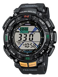Inte bara äventyraren kan ha nytta av denna klocka; tålig mot kyla, solcellsenergi, kompass, duplex-LCD - Casio Protrek PRG-240-1ER