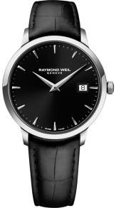 Klassisk formgivning, mestadels svart och elegant läderarmband - Raymond Weil Toccata 5488-STC-20001