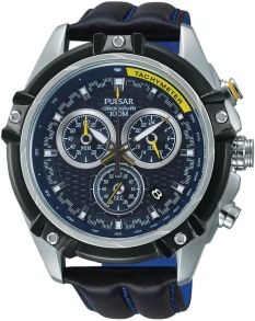 Mycket händer så det kan se lite plottrigt ut, men det gula på visarnas topp löser det - Pulsar Mens Chronograph PX7003X1