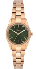 Rödguldfärgat rostfritt stål och grön urtavla - Furla Eva R4253101506