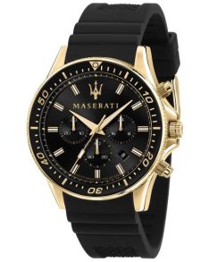 Svart silikonarmband och tre extra urtavlor samt datumvisning - Maserati Sfida R8871640001