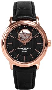 Armband av svart läder - Raymond Weil Maestro 2827-PC5-20001
