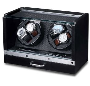 Watchwinder för 4 klockor; i svart trä - Rothenschild Rome 4 Watch Winder RS-2319-BK