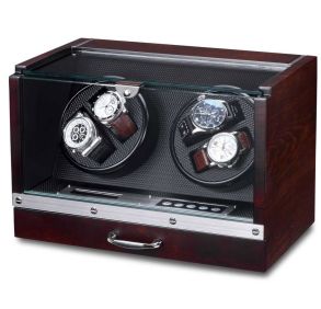 4 klockor, i par om 2, ryms i detta eleganta skrin - Rothenschild Rome 4 Watch Winder RS-2319-BLW