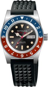 Gummiarmband, safirglas och hela 50 bar vattentäthet - Nethuns Scuba 500 Dual Time Automatic SDTS511