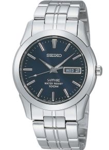 Snygg herrklocka i rostfritt stål, och med blå urtavla - Seiko Sapphire Mens Classic SGG717P1