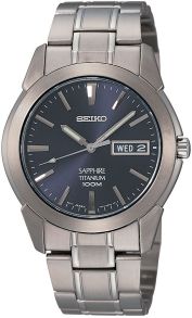 Titanfärgad klocka med analogt kvartsurverk - Seiko SGG729P1