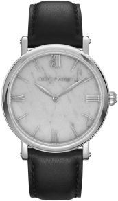 Marmor, Mineralglas och Marmor - Abbott & Mosley Silver Carrara Black 36mm AM126 - LQ