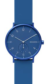 Blå klocka med silikonarmband och boett i rostfritt stål - Skagen Aaren Kulor SKW6508
