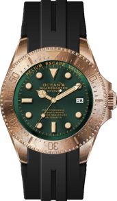 Bronsboett och svart gummiarmband - OceanX Sharkmaster Bronze 500 Meters Automatic Diver SMB522