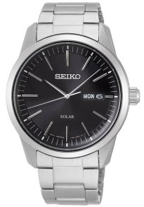 Stål, silver, svart - Seiko Solar Sapphire SNE527P1