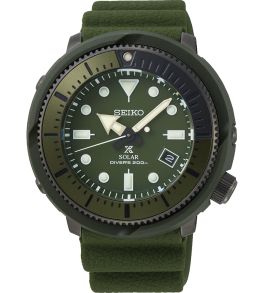 Grön klocka med silikonarmband - Seiko Prospex Street Series Solar Divers SNE535P1