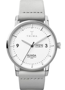 Unisexklocka med silverfärgat läderarmband - Triwa Snow Klinga KLST109-CL111512
