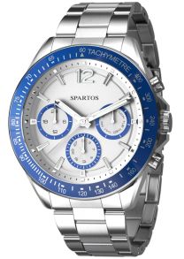 Herrur i stål med blå detaljer - Spartos Classic SPW007604