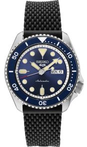 Svart silikonarmband och blå urtavla - Seiko 5 Sports Suits Style Automatic SRPD71K2