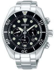 Silverfärgad stålklocka med svart urtavla och självlysande beläggning - Seiko Prospex Solar Diver SSC757J1
