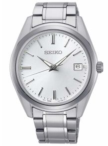 Allt är silverfärgat på denna stålklocka, och armbandet är justerbart - Seiko New Link SUR307P1