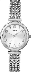 Boettens rundhet är väldigt tydlig, i kontrast till armbandet som består av små stålkulor - Timex Classic T2P204