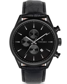 Helsvart herrur med kronograf - Vincero Chrono S Matte Black Bla-Bla-S11