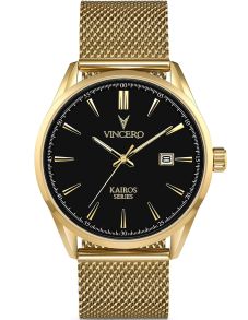 Mesharmband, svart och guld - Vincero Kairos Mesh Black/Gold Bla-GolM-K14