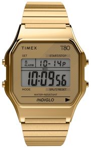 Helt guldfärgad digitalklocka, med kronograf och mycket annat kul - Timex T80 Expansion TW2R79000