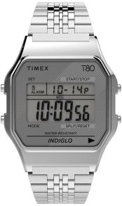 Silverfärgat digitalur med fyra knappar och mycket nöje - Timex T80 Expansion TW2R79300