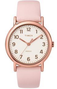 Damur med kvartsur, mineralglas och läderarmband - Timex Weekender TW2T30900