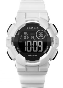Vitt digitalur med silikonarmband och hartsboett - Timex Mako TW5M23700